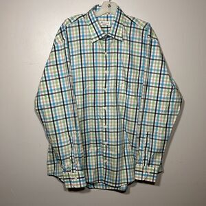 Peter Millar Mens Crown Ease Cotton Button Down Gingham Plaid Long Sleeve Sz. XL